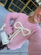 Ribbons & Lace Bow Sweater// Pink